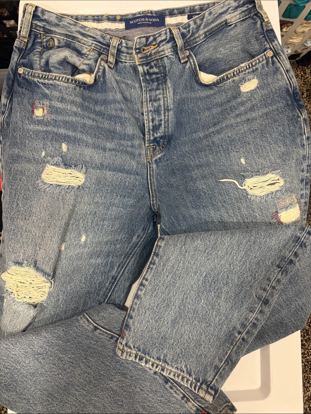 Scotch & Soda Distressed Light Blue Boyfriend Jeans